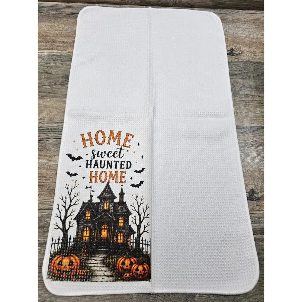 Halloween Kitchen Towel Home Sweet Haunted Home Haunted House Decor